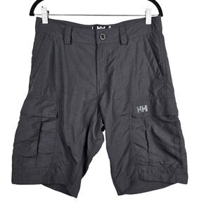 Helly Hansen Men's Quick Dry Cargo Shorts Ebony Grey Size 33 Hiking‎ Sailing HH